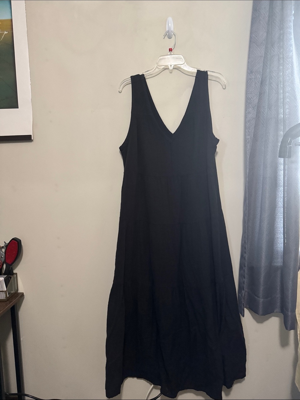 Quince Black V-Neck Maxi Dress